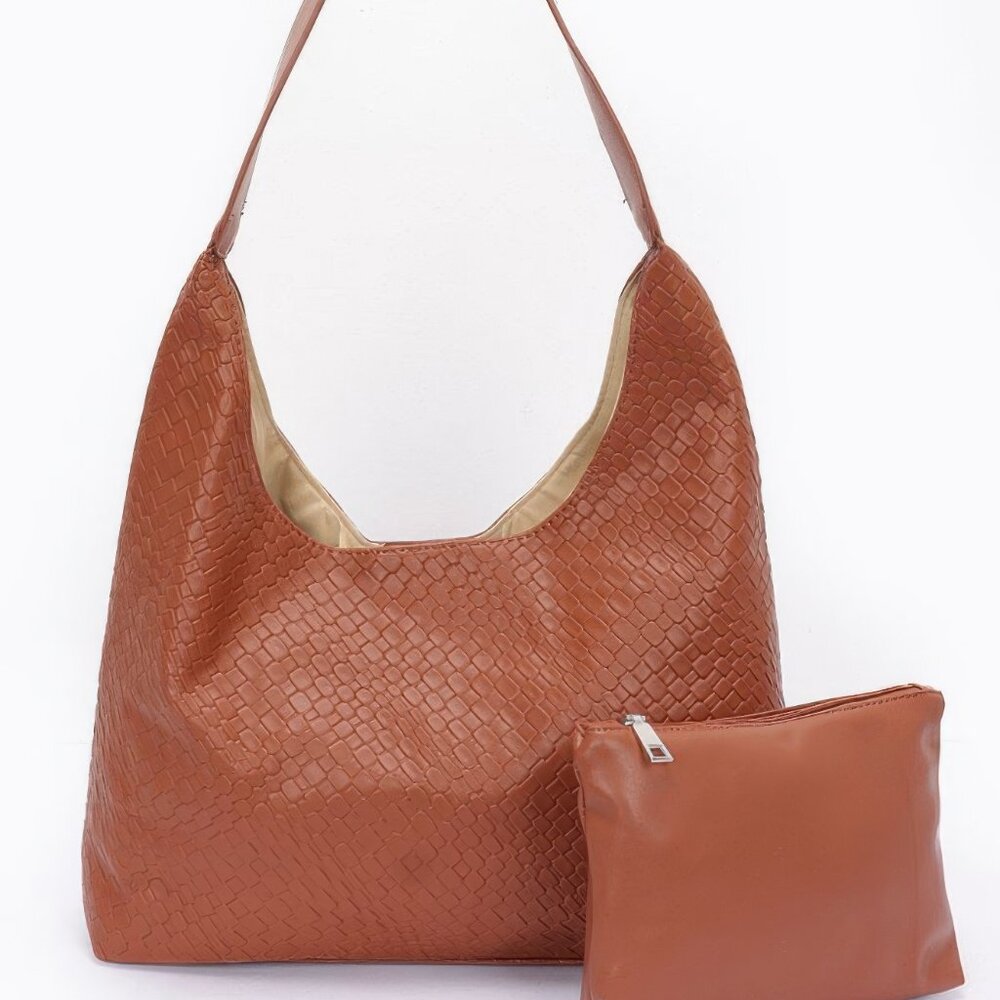 Embossed Faux Leather Shoulder Bag
